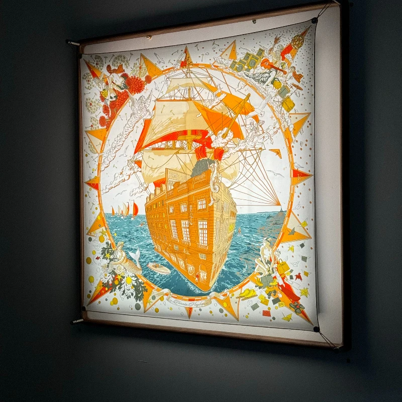 

- Light luxury silk scarf hanging device including hanging frame and backlight device