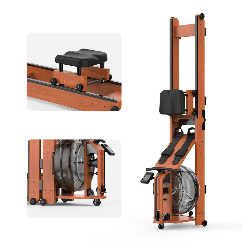 Intelligent Rowing Machine,Water Resistance, Wooden, Foldable Rowing Machine, Fitness Equipment