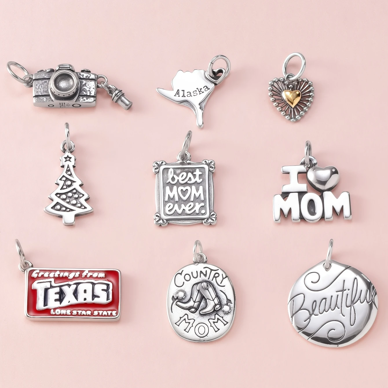 S925 جيمس أفيري أمي موضوع، تذكار وطني، شجرة عيد الميلاد DIY سوار قلادة، يمكن مطابقة بحرية