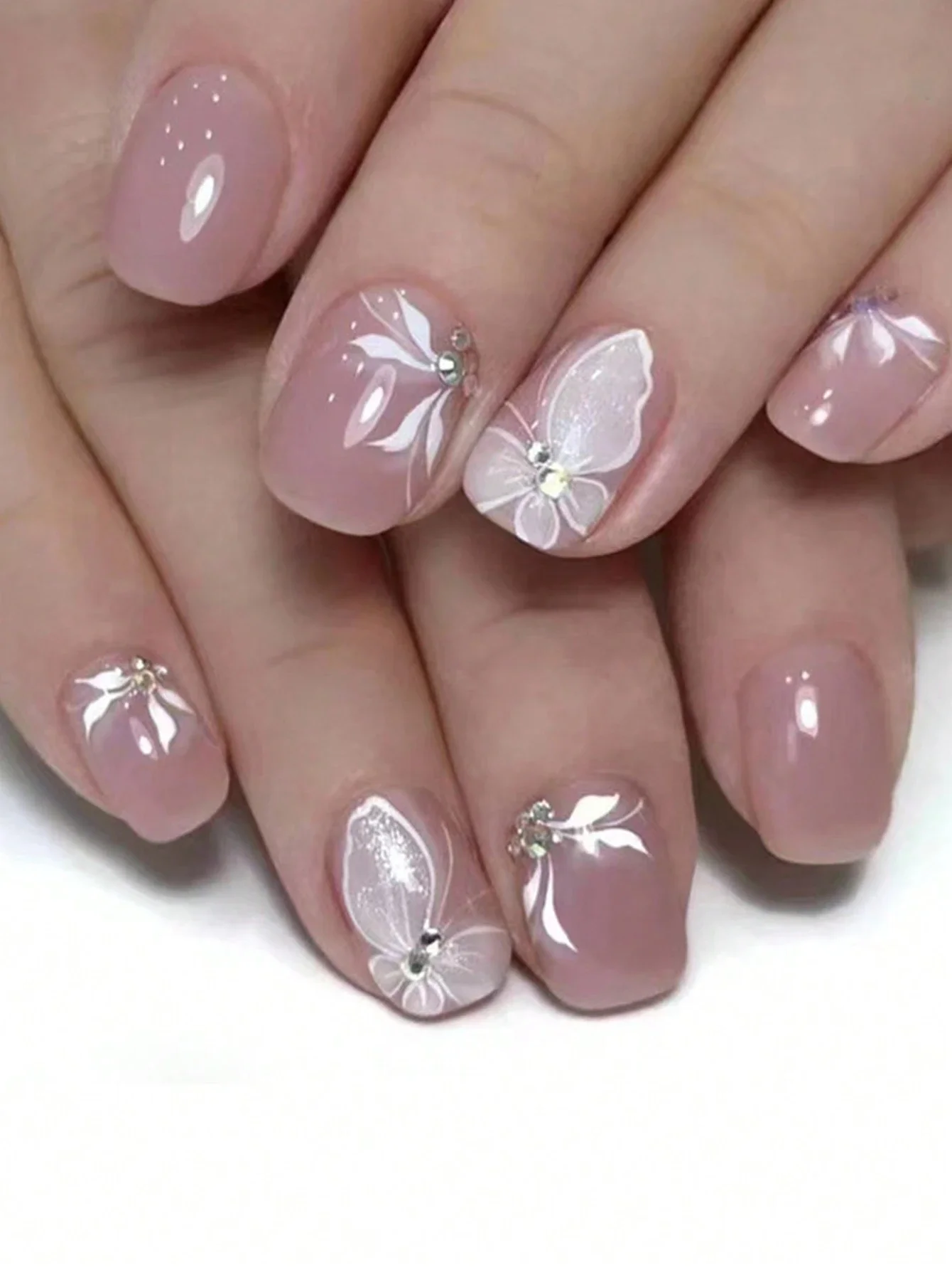 Krótkie Kwadratowe Paznokcie 3D Wzorzyste Naklejane: Zestaw 24 Sztuk z Klejem i Pilnikiem