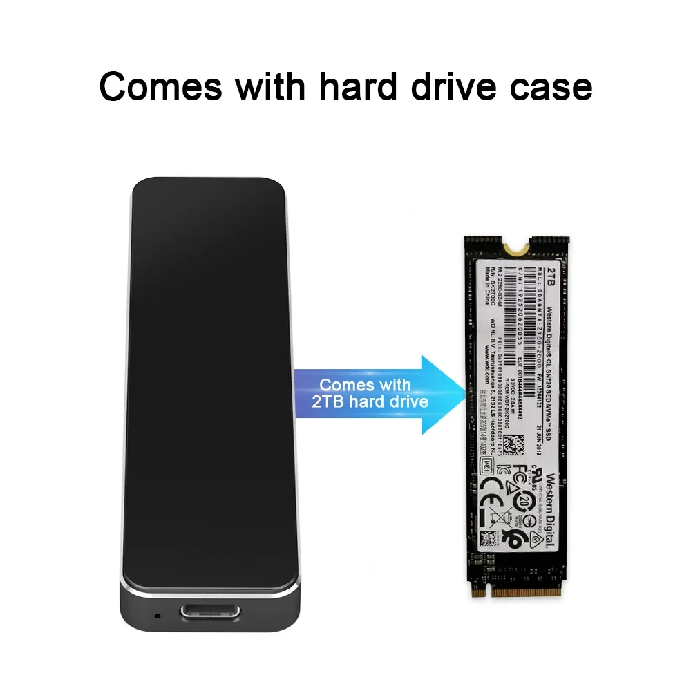 2TB External Hard Drives Mobile Hard Disk Ultra Speed External SSD Portable Capability Mobile Solid State Drive