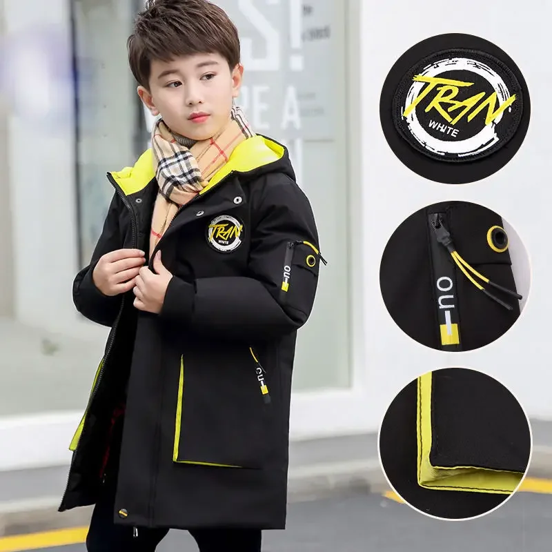 

Boys' winter thick cotton coat, new children's winter down cotton jacket, medium long cotton jacket, loose jacket