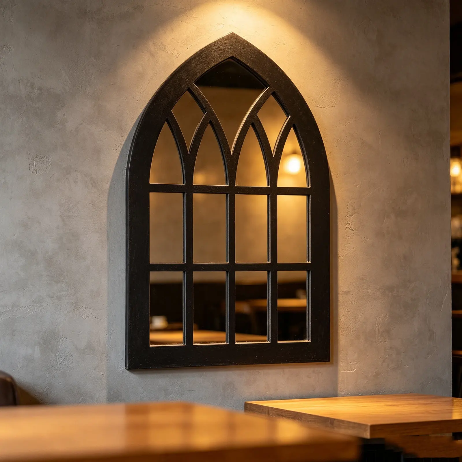 Gothic Arch Window Frame Black Faux Castle Panel Decor for Vintage Medieval Living Room Wall Accent