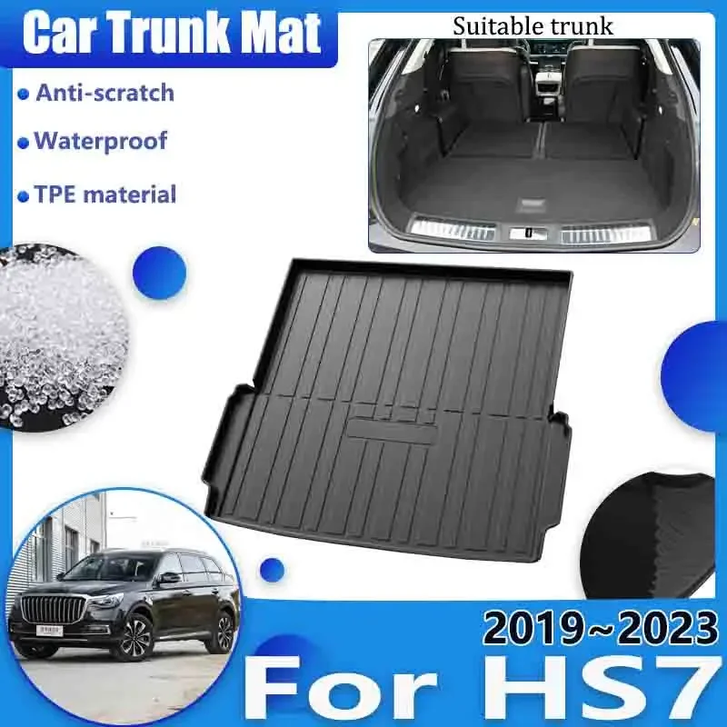 

Car Accessories for Hongqi HS7 2019~2023 5seat 7seat Rear Trunk Floor Mats Clean Waterproof Anti-dirty Carpet 3D TPE Storage Pad