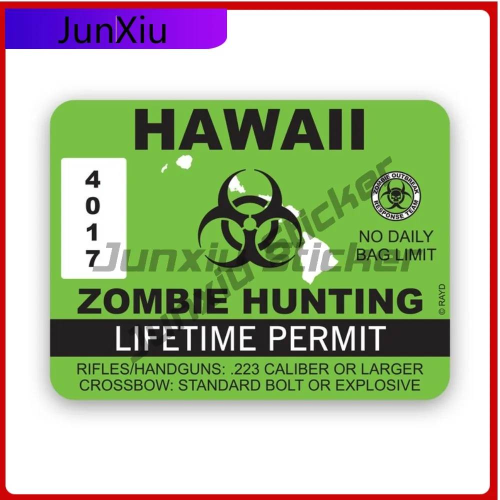 

Hawaii Zombie Hunting Sun Resistant Fade Resistant Anime Style For Helmet Rear Windshield Laptop Easy To Remove Self Adhesive