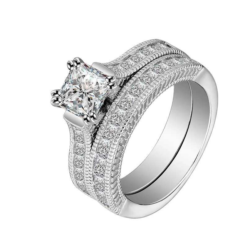

925 Sterling Silver China Cz Rings Single Stone Ring Designs Couple Rings Jewelry