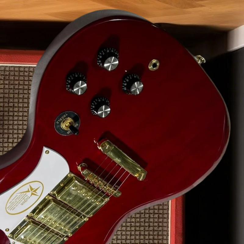 2 звукоснимателя хамбакеров красного цвета SGS, электрогитара, белые звукосниматели, золотые металлические аксессуары, подарок с Рождеством