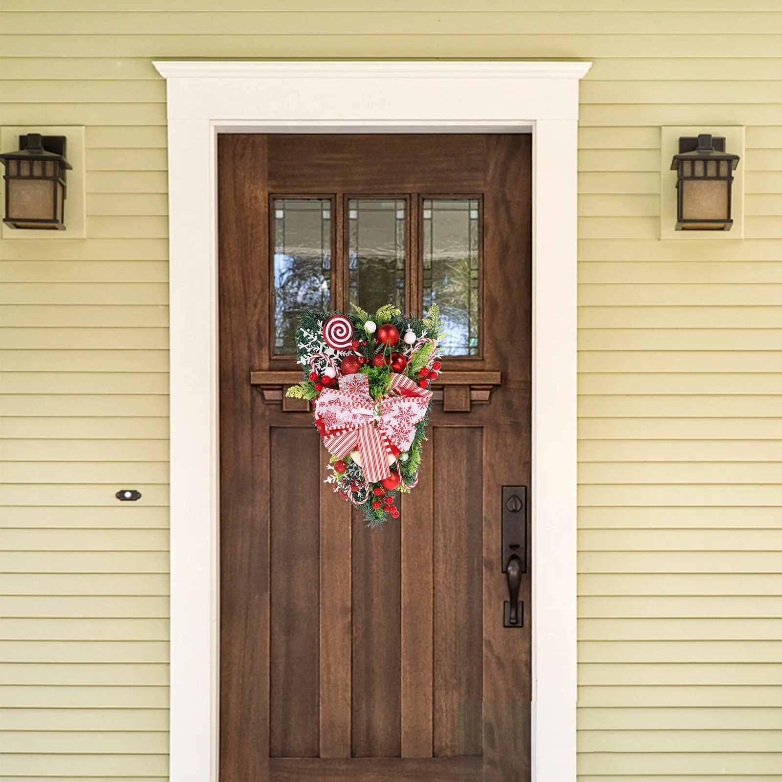 

Рождественский подвесной декор: конфетное дерево вверх дном, украшение для двери, подвеска на окно, декор для новогодней елки