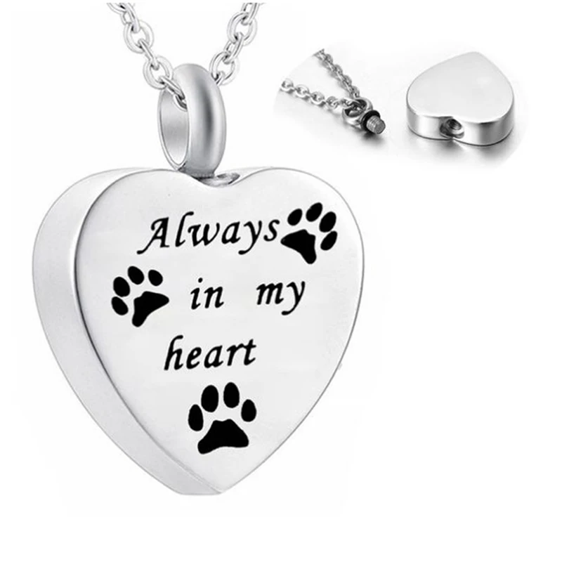 Colgante de acero inoxidable con forma de pata de perro, urna funeraria para cenizas, collar de Animal, soporte para cenizas de gato, recuerdo de