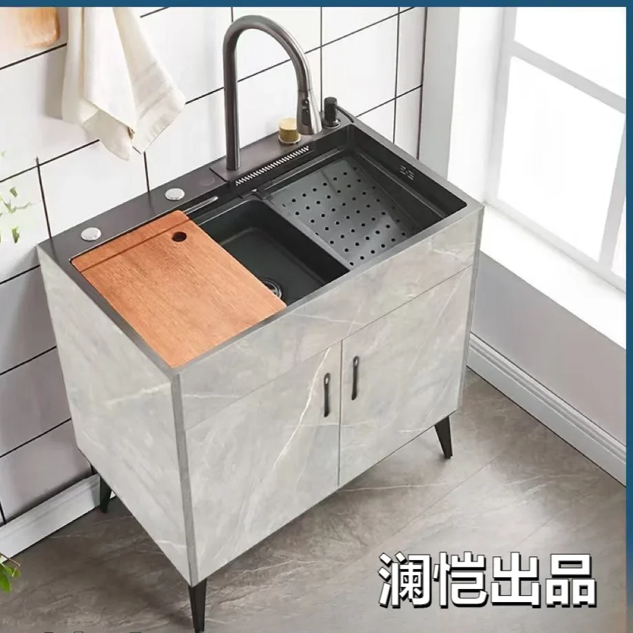 #Kitchen Stainless Steel Vegetable Basin Integrated Cabinet Dishwasher Rental Room Household Sink Simple Vegetable Pool