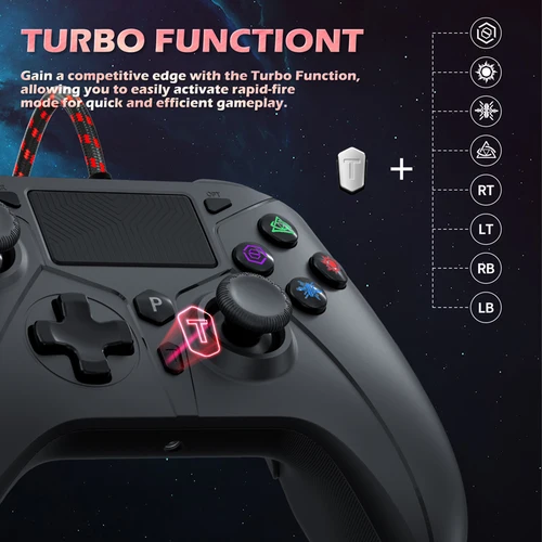 Imagen 2 del producto Controlador para consola PS5/4/PC, mando con cable, balancín Turbo, Joystick vibratorio de doble sentido, Control remoto para juegos, controladores de mango