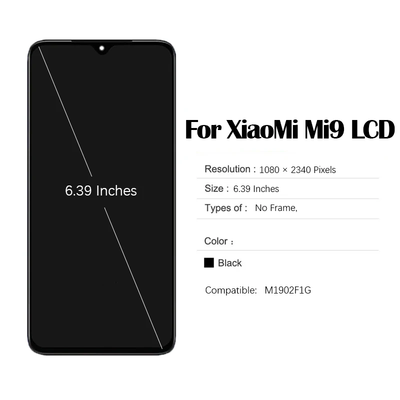 Screen LCD for 6.39 inches XiaoMi Mi9 M1902F1G LCD Touch Screen Digitizer Assembly with Repair Tool and Glue for mi9 lcd display