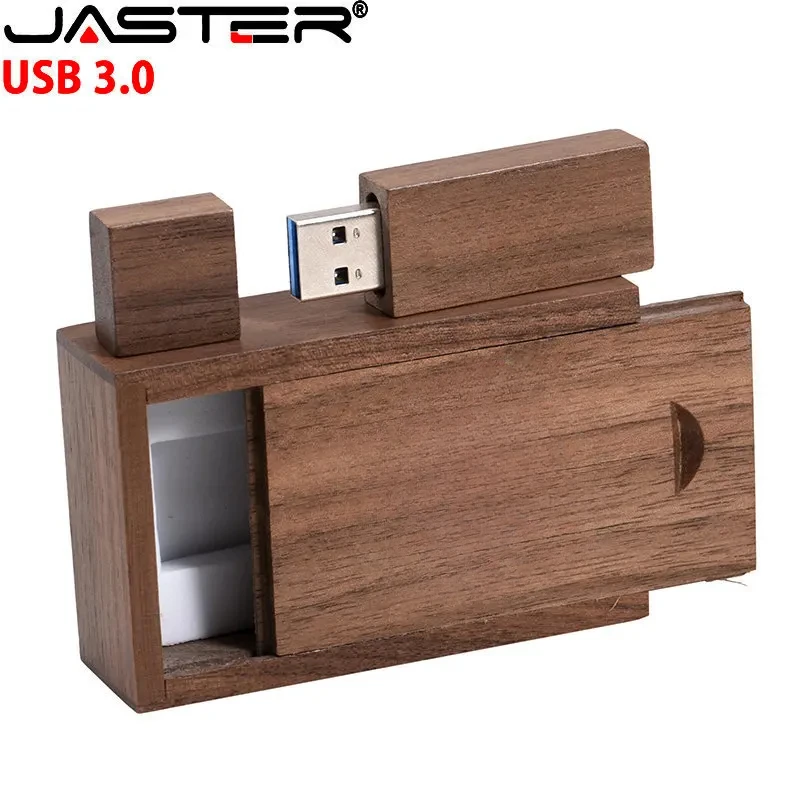 Pendrive JASTER USB 3.0 z drewnianym pudełkiem 128GB Szybki pendrive 64GB Pamięć fotograficzna Prezenty ślubne Pendrive 32GB