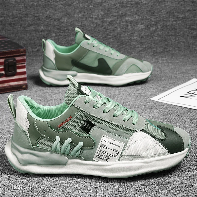 Men's Breathable Running Shoes Summer Mesh Sporty Casual Design Dad Sneakers Trendy All-Match Spring Synthetic Leather