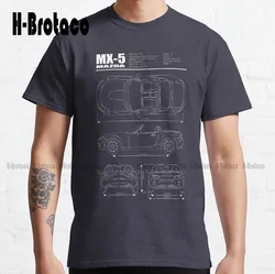 Miata Blueprint Nc White Miata, Mx5, Mx 5, Car, Roadster Classic T-Shirt Custom Aldult Teen Unisex Digital Printing Tee Shirts