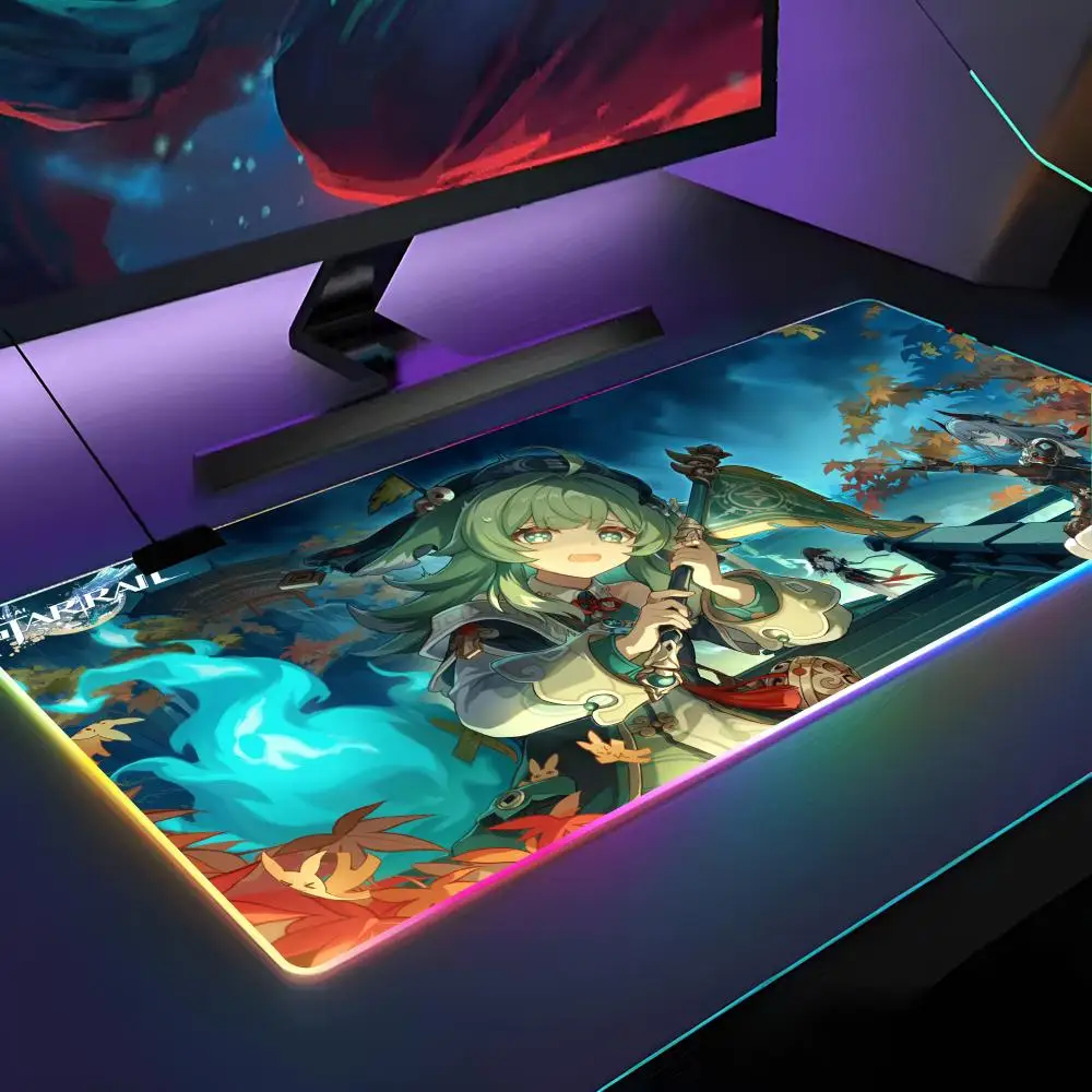 

Ультраширокий коврик для мыши Honkai Star Rail с RGB-подсветкой, коврик для ноутбука, игровой коврик для компьютера, аксессуары для геймеров