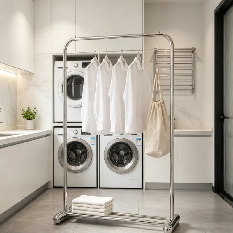 Stainless Steel Clothes Display Rack Heavy Duty Hanger Stand Multifunctional Modern Simple Wardrobe Organizer For Retail Store