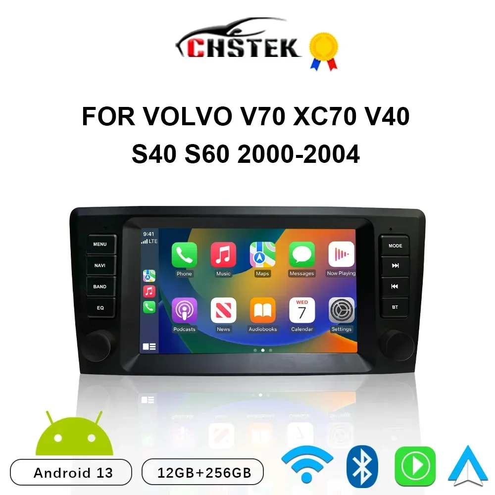 CHSTEK Radio de coche Android 13 Carplay para Volvo S60 S40 V40 V70 XC70 XC90 2000-2004 navegación estéreo Multimedia Bluetooth WIFI 4G