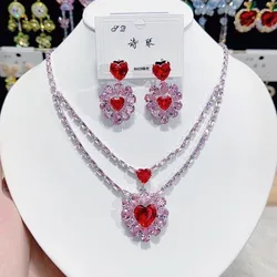 Women Fashion Zircon Necklace Earrings Set Ins S925 Silver Needle 2024