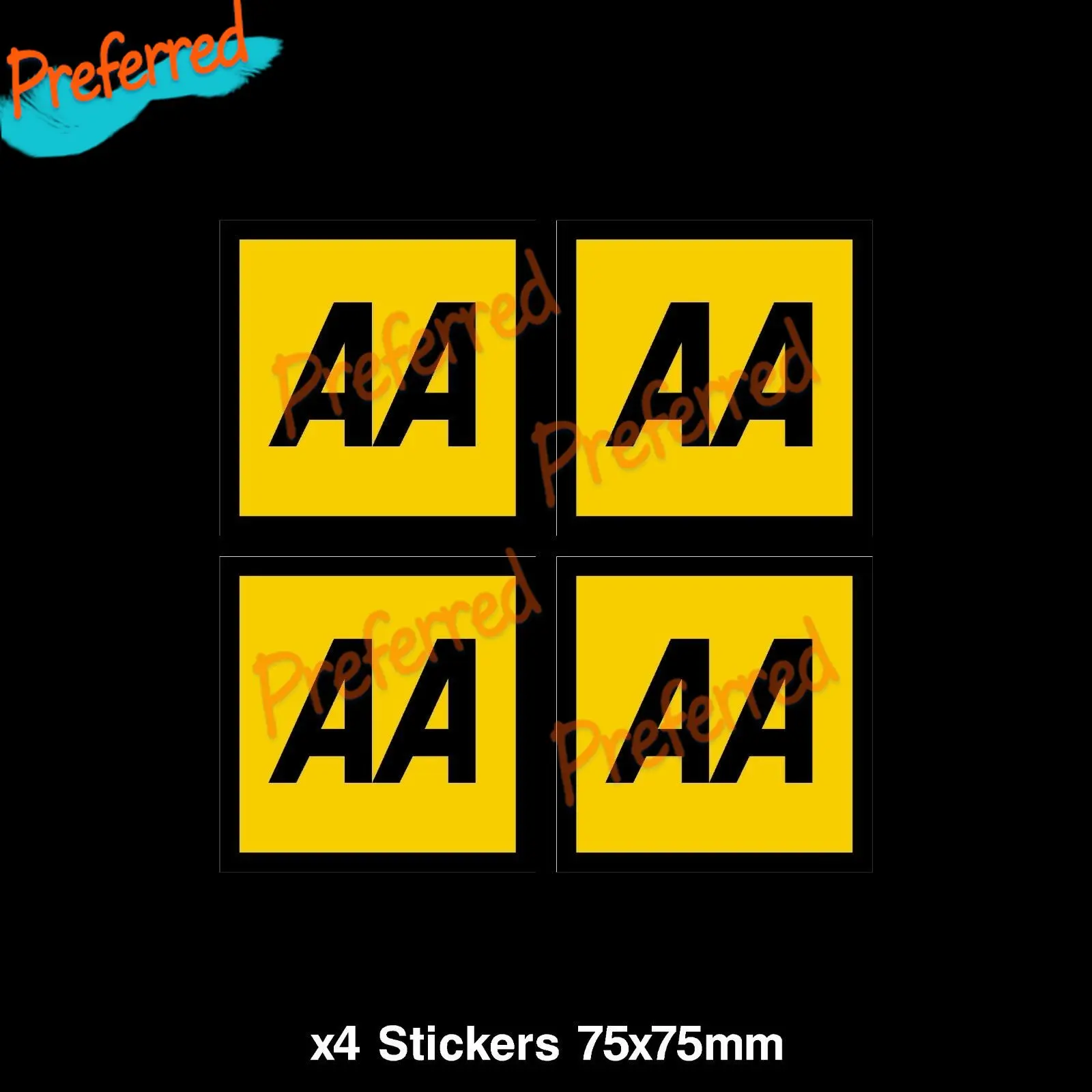 4x AA Car Stickers Simple Decals for Classic Car Breakdown Recovery Garage Mechanic Car Bumper Window Motorcycle Vinyl Decal