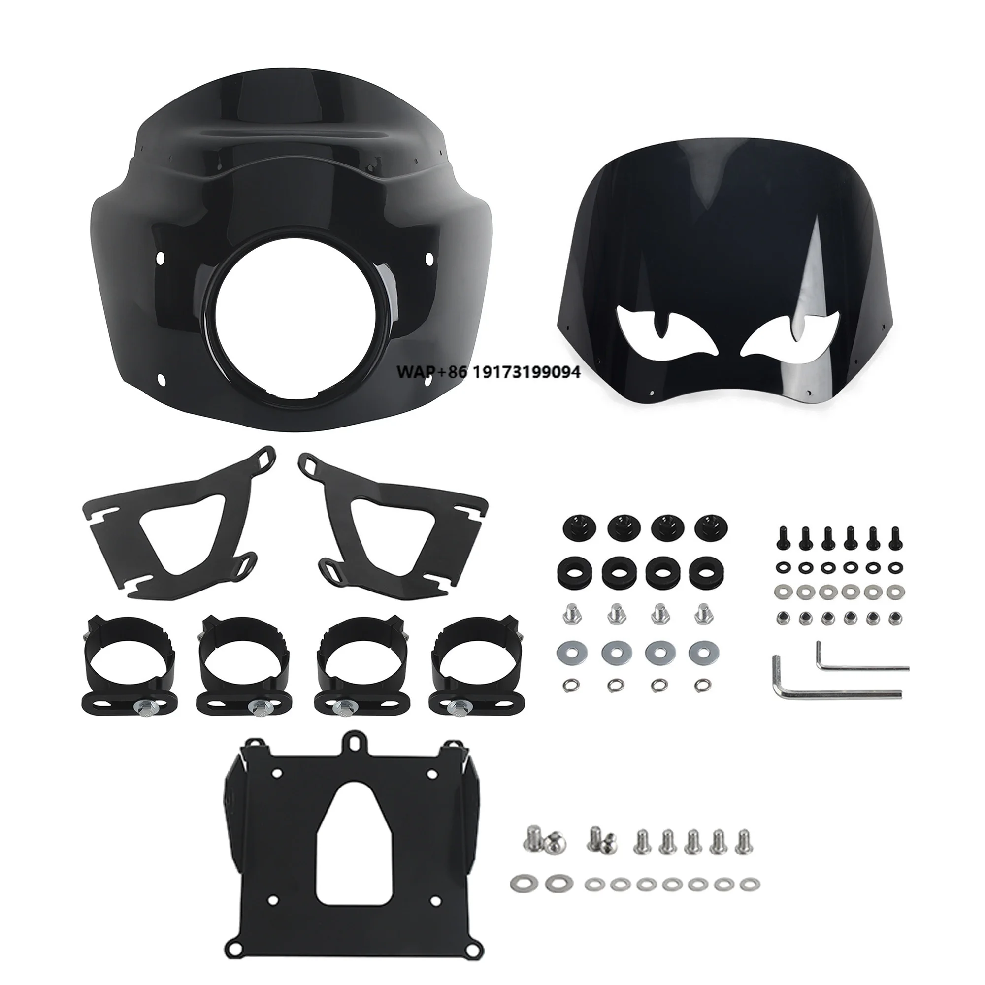 

Gloss Black Front Motorcycle Fairing with Baja Designs LP6 Bracket Kit for Softail M8 Fat Bob 114 FXFB FXFBS 2018-2024