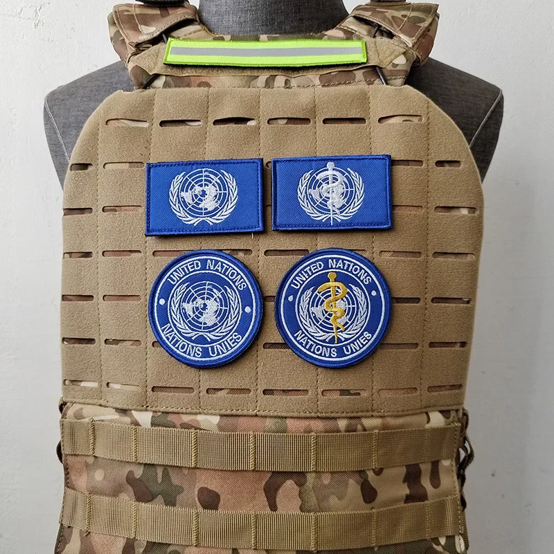 UN Flag PVC Patches Tactical Accessories Morale Badges on Backpack Sticker Military Armband Embroidery Hook&loop Patches