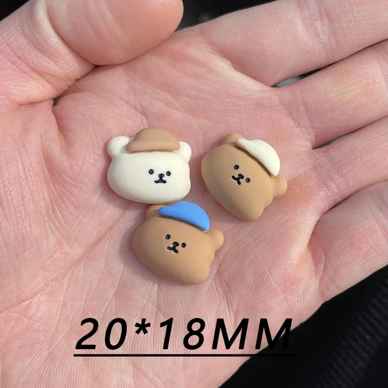 10pcs Cartoon Bear Head Flatback Resin Cabochon For Hair Bow Clips Accessories Ornament Jewelry Making Scrapbook Embellishment