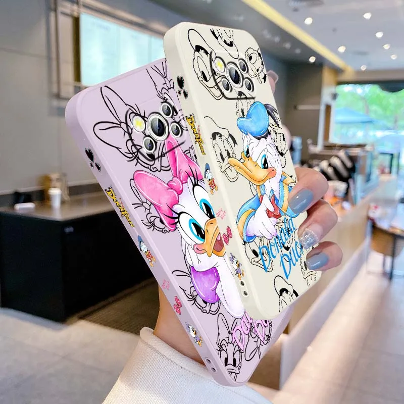 

Disney Donald Duck For Xiaomi Mi Poco X3 X4 X5 X6 M4 M5 M6 F4 F5 F3 GT Pro 5G Liquid Left Rope Cover Phone Case