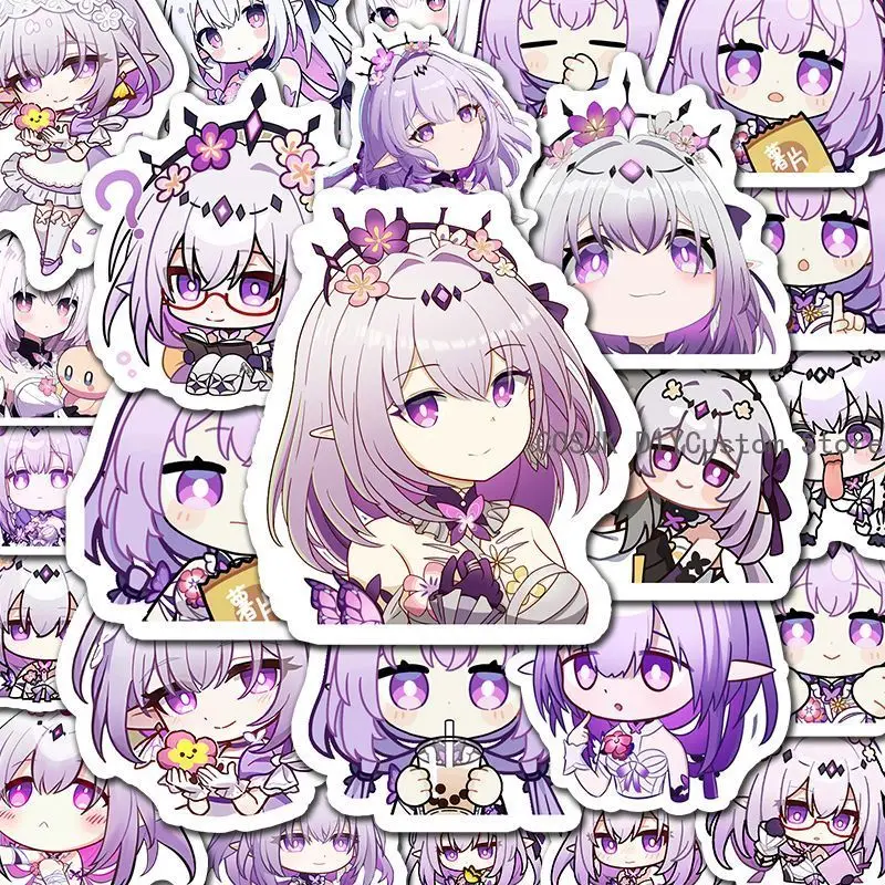 

60Pcs Game Castorice Honkai：Star Rail Q-version Stickers Decoration Laptop Phone Suitcase Notebook Label Stationery Sticker