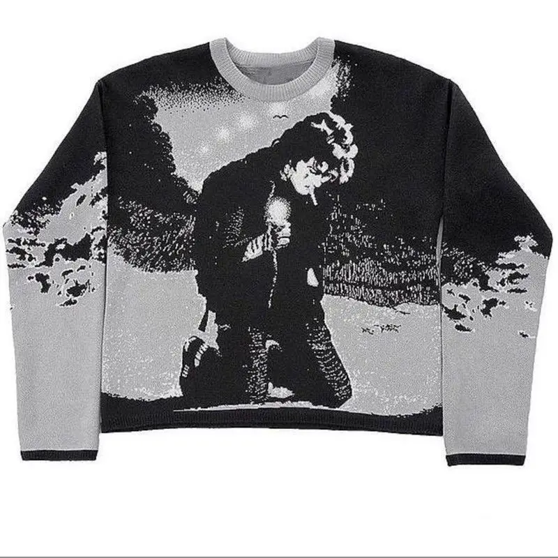 autumn and winter pullover sweater fashionable casual loose Gothic knit sweater Harajuku street wear men's and women's sweater