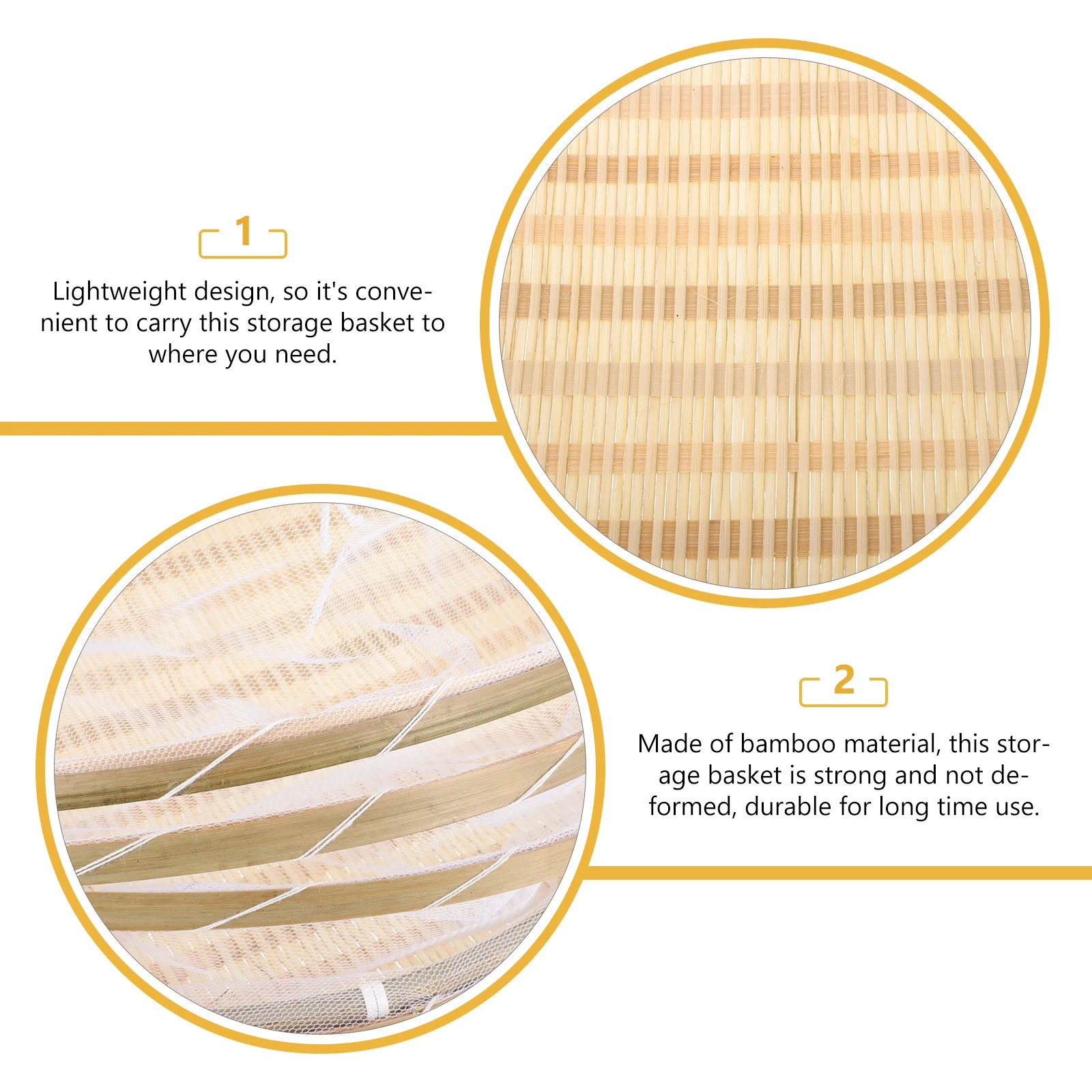 

Bamboo Food Storage Basket with Mesh Cover Woven Tray for Fruit Bread Snacks Countertop Food Serving Tent Basket