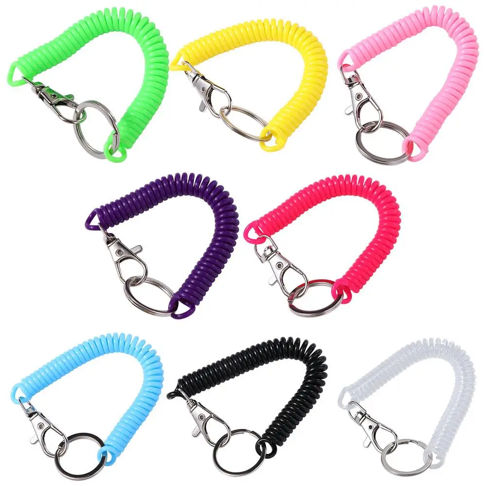 

Hook Retractable Coil Springs Stretchy Spring Keychain Lanyard Anti-lost Lobster Clasp Key Hooks Stretch Spring Coil Keyring