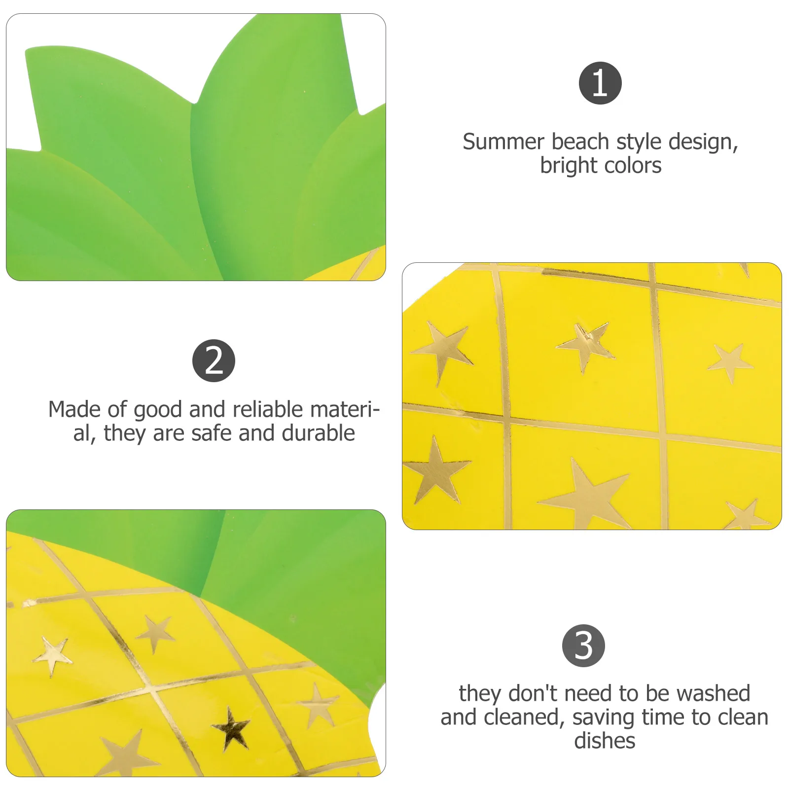 

8 Pcs Pineapple Plate Luau Party Paper Food Trays Plates Bulk Dishes Hawaii Pool