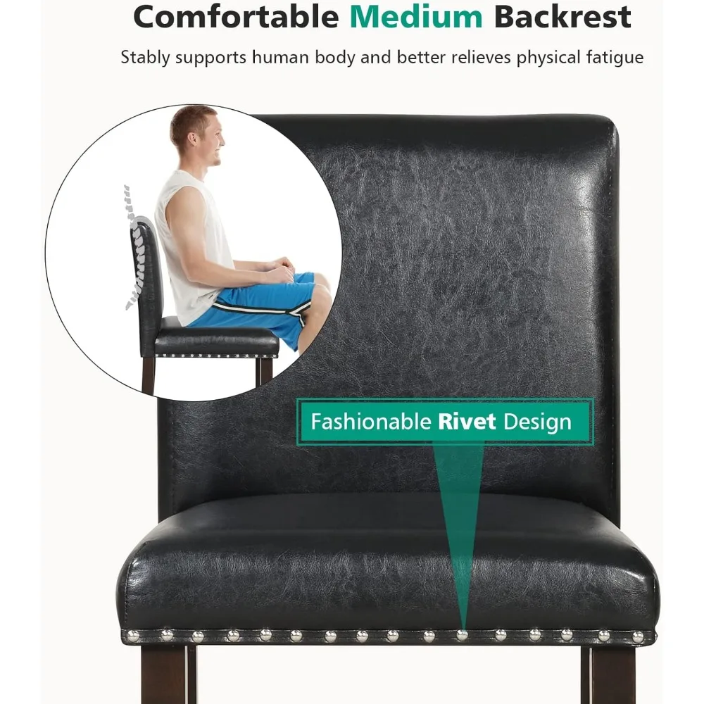 مجموعة من 4 مقاعد بار بارتفاع من الجلد PVC مقاس 25.5 من COSTWAY لجزيرة المطبخ وتناول الطعام