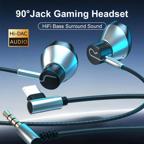 90 °   Auriculares para juegos con cable Jack tipo C sonido envolvente HiFi con micrófono auriculares de 3,5mm para iPhone 16 15 Samsung Galaxy S25 S24 iPad
