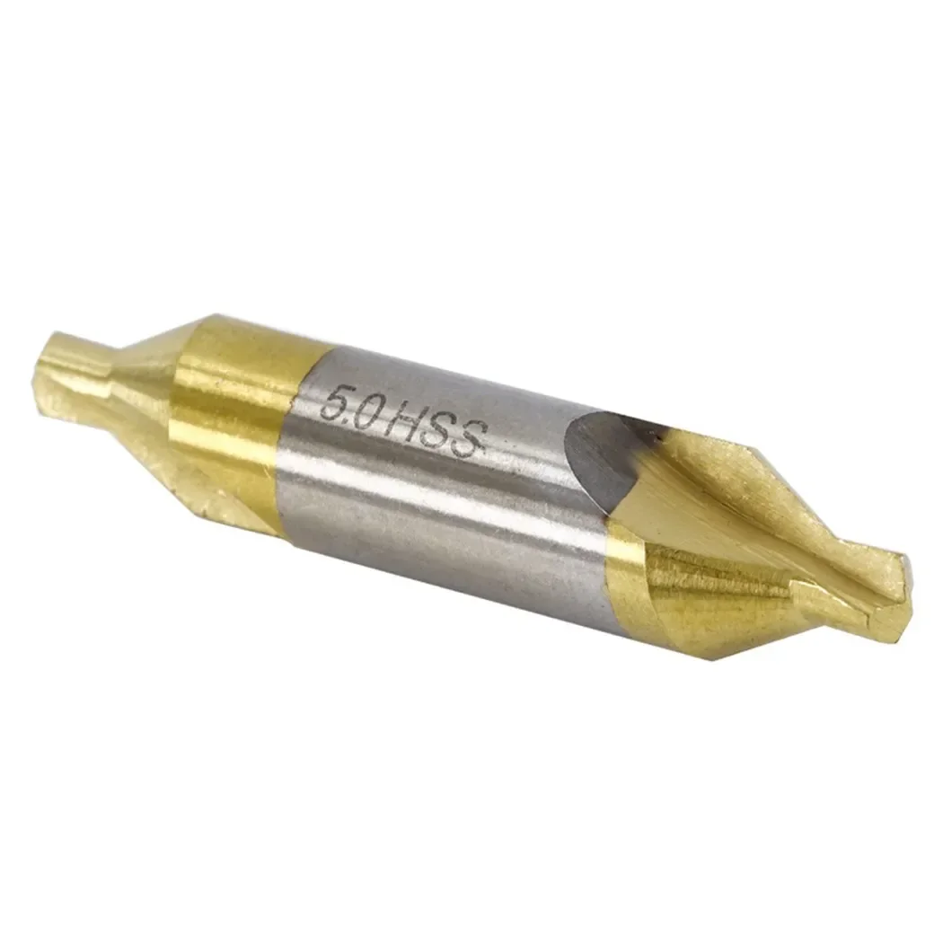 

6 Pieces TiN Coated HSS Center Drill Bits Combined Countersinks for Center Hole Drilling and Chamfering in Machinery Components