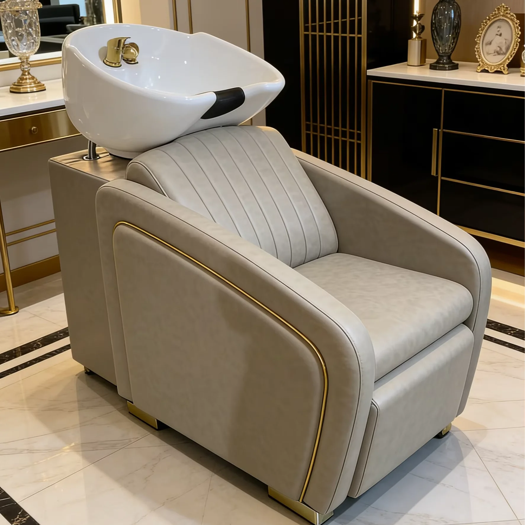 !@！@DM Luxury High Quality Cotton Massage Shampoo Chair & Bed with Ceramic Basin Customizable Color for Salon Shop