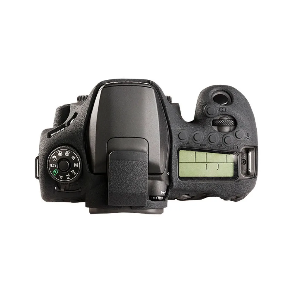For Canon 90D silicone cover dust-proof and anti-collision lychee pattern Camera protective cover,+ free tempered film