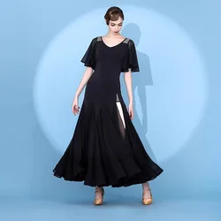 2024 New Elegant Ballroom Dance Dresses for Women Competition Smooth Modern Waltz Tango Dance Wear Clothes Short Sleeve