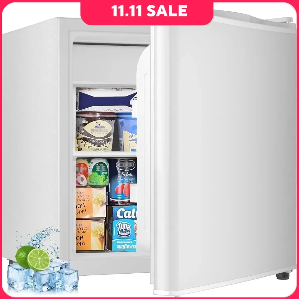 

1.6 Cu.ft Mini Fridge with Freezer, Removable Shelves, Adjustable Thermostat, Reversible Single Door, Small Refrigerator