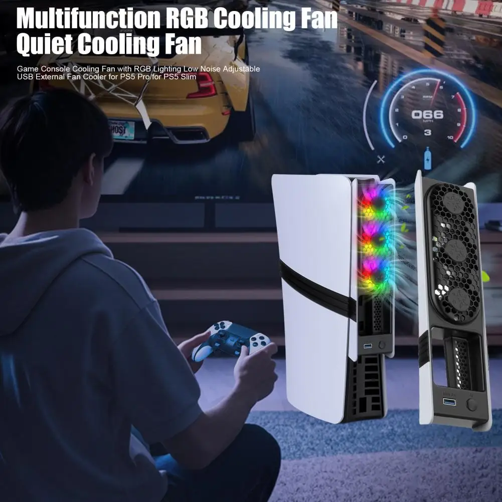 Usb Cooler Fan Rgb Game Console Fan with Low Noise Usb External Cooler for Ps5 Pro/slim Adjustable Efficient Cooling Solution
