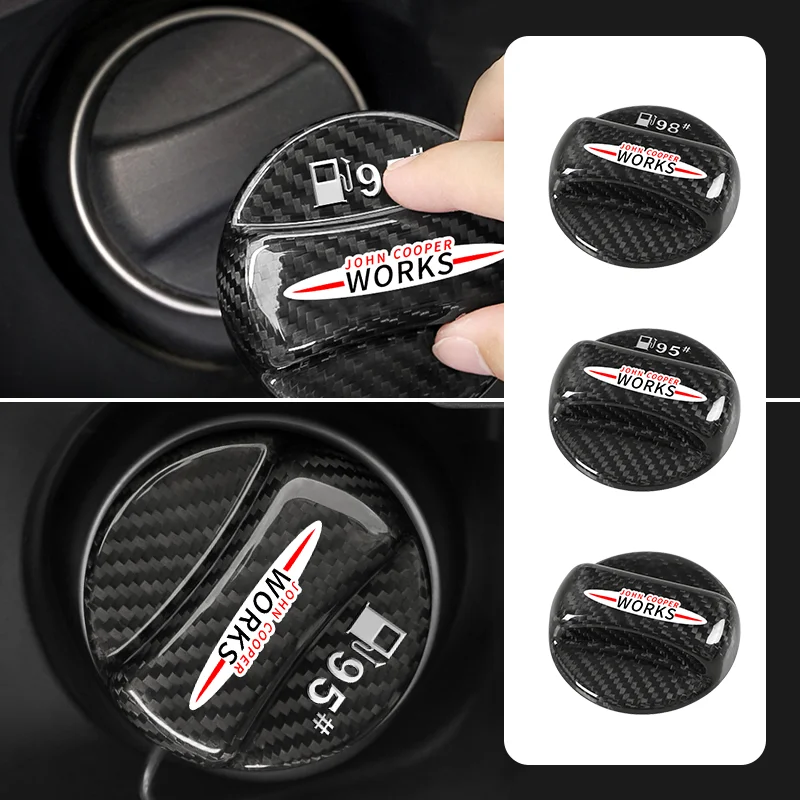 Car Carbon Fibre Tank Covers Fuel Tank Trim Cap 95# 98# For MINI WORKS Cooper R56 F55 F56 R50 R53 R55 R57 R58 R59 R60 One JCW