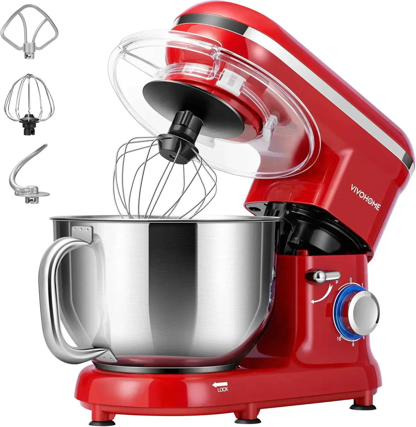 Factory Price Stand Mixer, 660W 10 Speed 6 Quart Tilt-Head Kitchen Electric Food Mixer with Beater, Dough Hook, Wire Whip and Eg