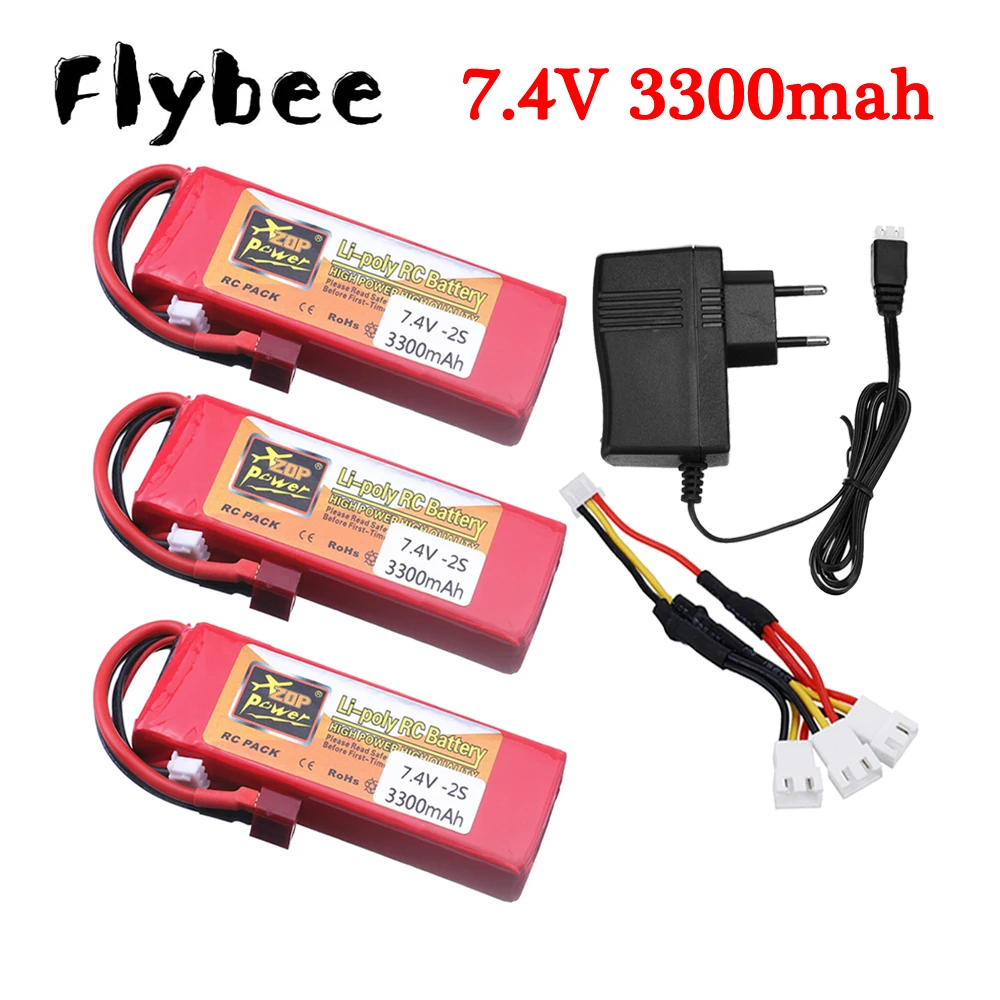 2s 7.4V 3300mAh Lipo Battery Charger Sets for Wltoys 144001 124016 124017 124018 124019 104001 12428 12423 RC Car Parts Battery