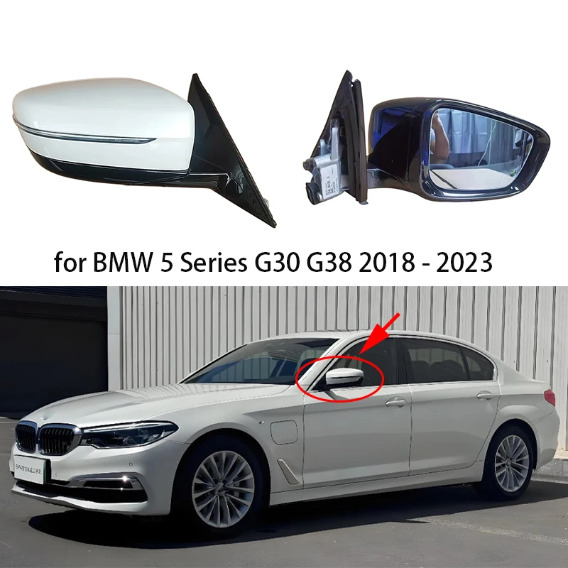 Automatisch beheizbarer, links oder rechts montierbarer, mit Totwinkelüberwachung und automatischer Abblendfunktion ausgestatteter Rückspiegel mit 5/9-Pin-Anschluss für BMW 5er G30 G38 2018-2023