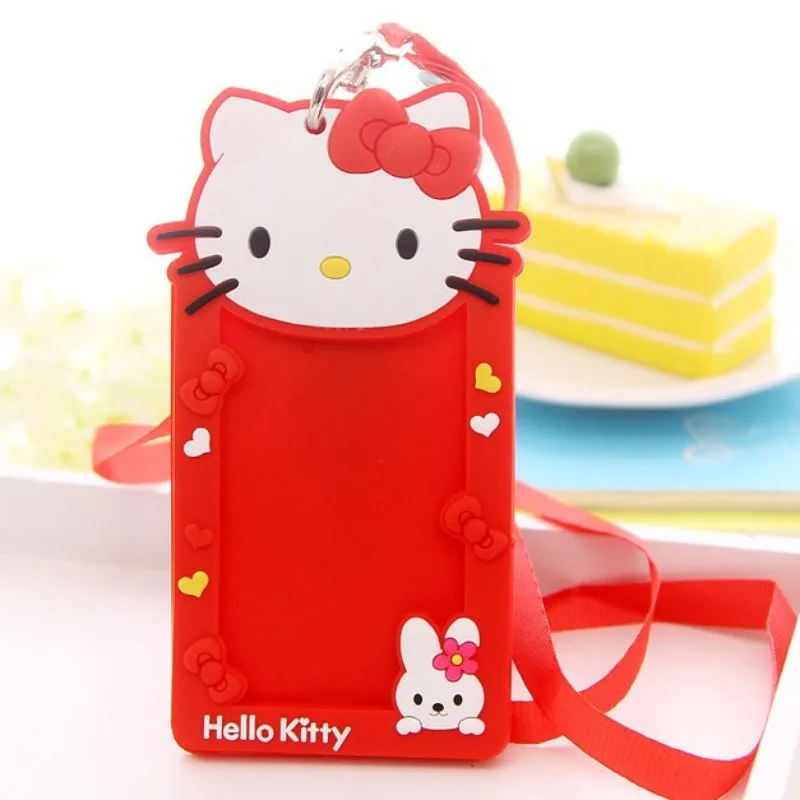 

Hello Kitty Card Bag Kawaii Anime Cartoon Cute Girl Decoration Student Card Bus Card Storage with Hanging Rope Gift Wholesale