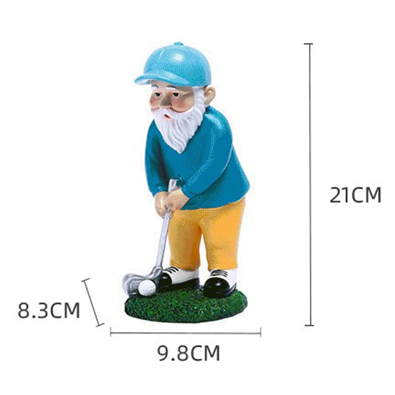 Golfing Garden Statue Dwarf Sculpture Resin Mini Gnome Figurine Golf Playing Figure for Golf Club Shelf Living Room Bookcase