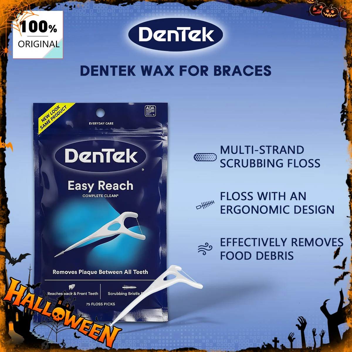 dentek-easy-reach-complete-clean-75-palitos-de-fio-dentArio-fio-dental-de-nylon-resistente-macio-e-duravel-haste-rigida-ergonomica-design-de-fio-dental-resiliente