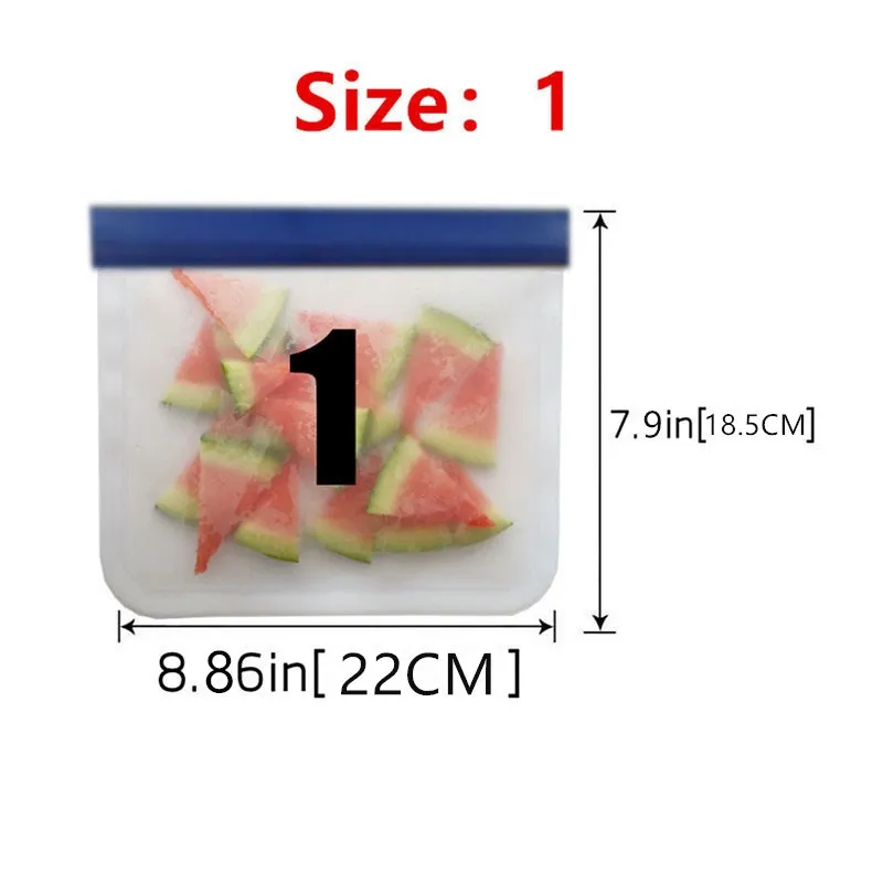 Reusable Food Storage Bag Silicone Fruit Vegetable Freezer Bag Leakproof Zip Lock Bags Kitchen Organizer Fresh-keeping Bag