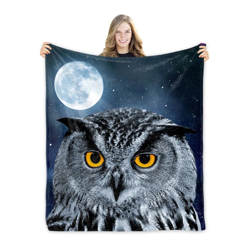 

Owl Throw Blanket Sofa Cover Aesthetic Animal Designer Cozy Microfiber Flannel Fleece Warm Huggl For Home Bench Beds